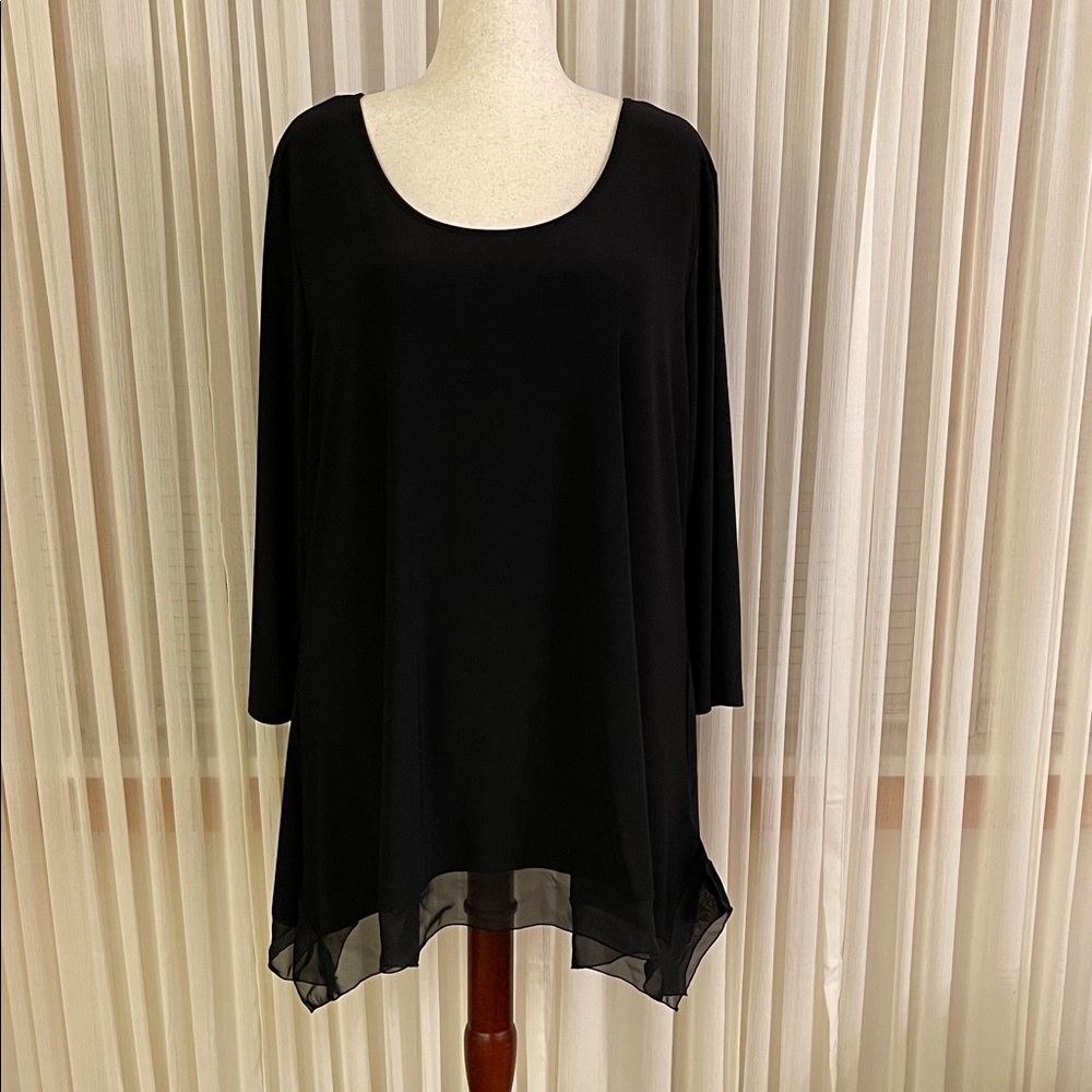 Cato Black Sheer Hem Tunic Top